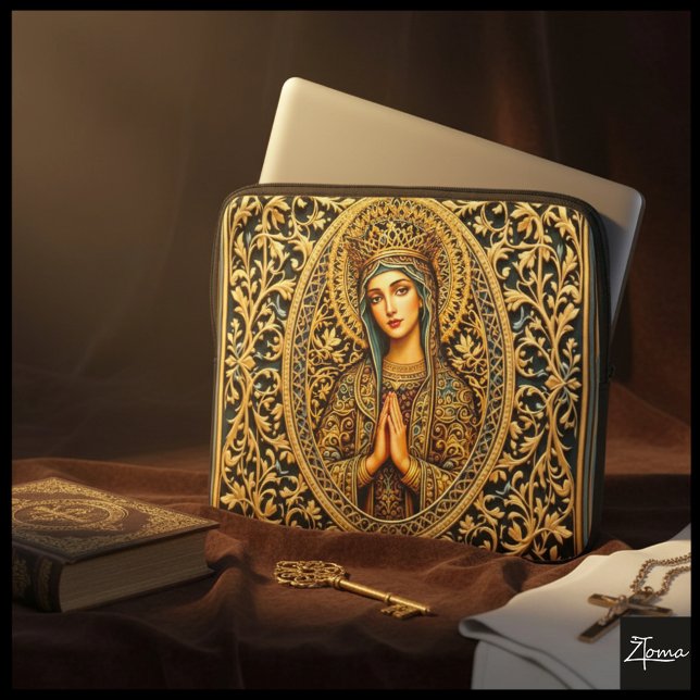Capa Para Notebook Virgem Maria Reverência Dourada (Criador carregado)