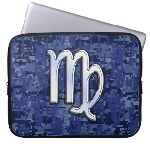 Capa Para Notebook Virgo Zodiac na Camuflagem Digital do Marinho