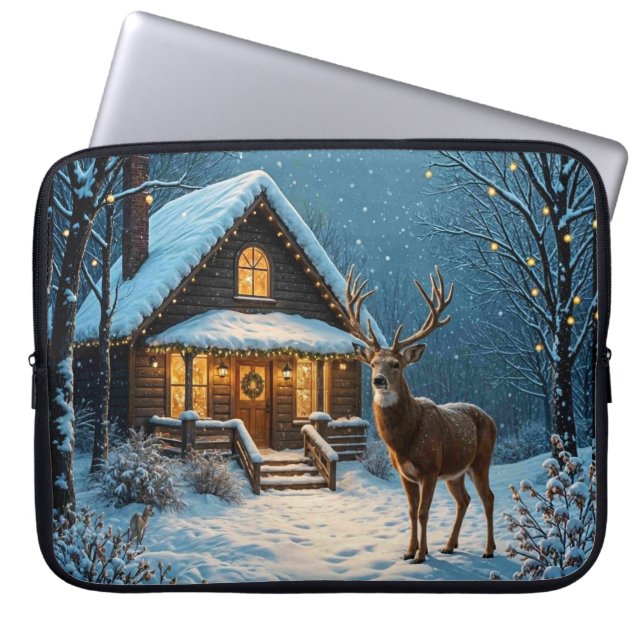 Capa Para Notebook Visita de Natal nevada do Grande Buck (Frente)