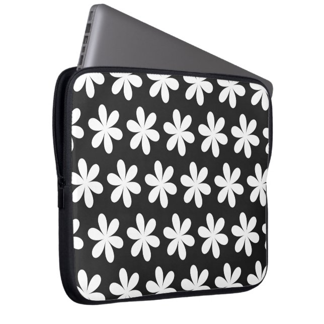 Capa Para Notebook Visitas Brancas em Preto (Frente Esquerda)