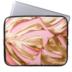 Capa Para Notebook Vista aproximada do tropa de monstera pintado de o