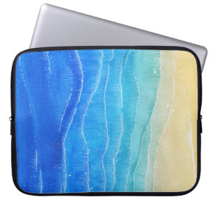 Capa Para Notebook Vista de mar e praia em aquarela.