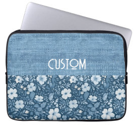 Capa Para Notebook Vista de Né Azul Botânico Elegante Personalizada