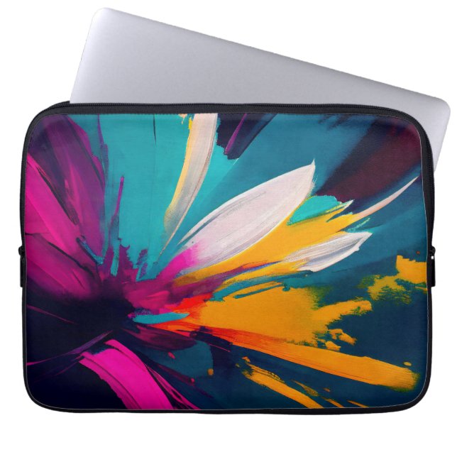 Capa Para Notebook Vívido Florescer – Energia Floral Abstrata Explosi (Frente)