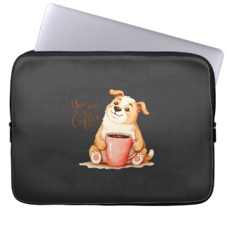 Capa Para Notebook Você & eu Café - Corgi Fofo & Café Aconchegante