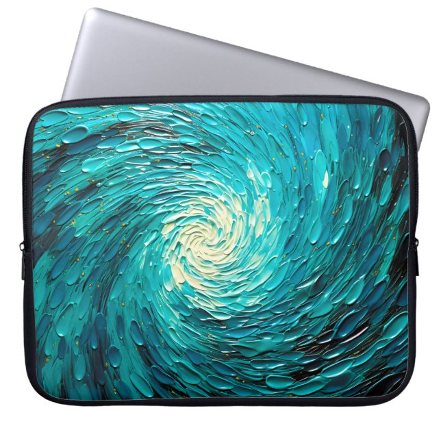 Capa Para Notebook Vórtice Abstrato de Oceano Turquesa (Frente)