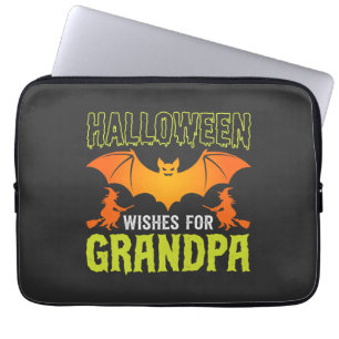 Capa Para Notebook Vovô do Halloween Morcego Bruxa Desejos