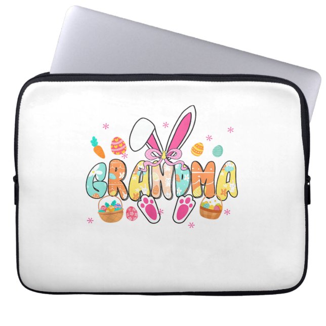 Capa Para Notebook Vovó Páscoa Vovó Coquete Orelhas de Coelho Ovos Ce (Frente)