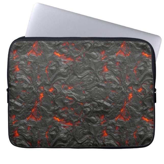 Capa Para Notebook vulcão de lava Molten preto e vermelho (Frente)