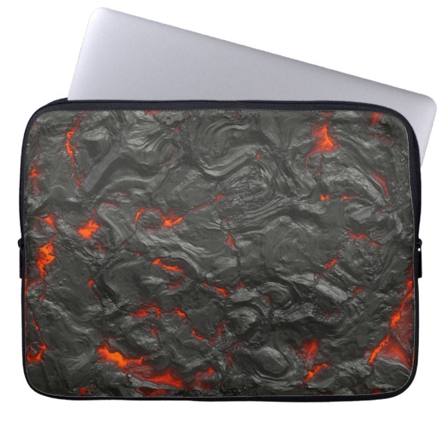 Capa Para Notebook vulcão de lava Molten preto e vermelho (Frente)