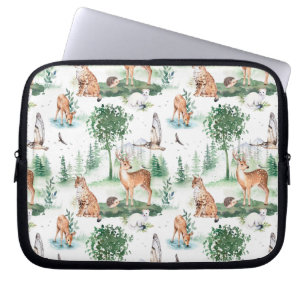 Capa Para Notebook Watercolor Woodland Baby Animal Patterno