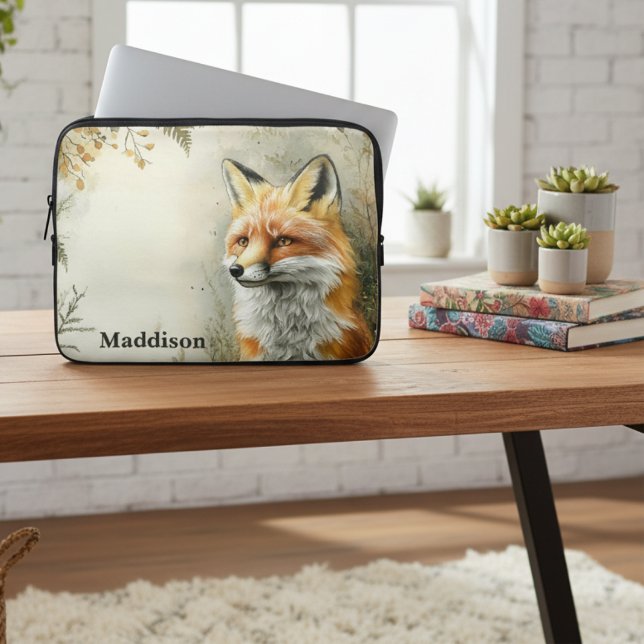 Capa Para Notebook Watercolor Woodland Fox Nature  (Criador carregado)