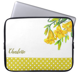 Capa Para Notebook Watercolor Yellow Day Lily Floral Design