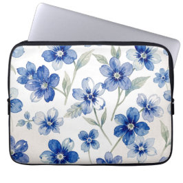 Capa Para Notebook Watercolour Floral Pattern Blue 