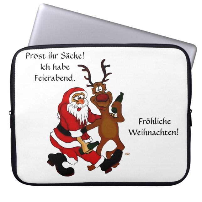 Capa Para Notebook Weihnachtsmann mit Elch - Prost ihr Säcke! (Frente)