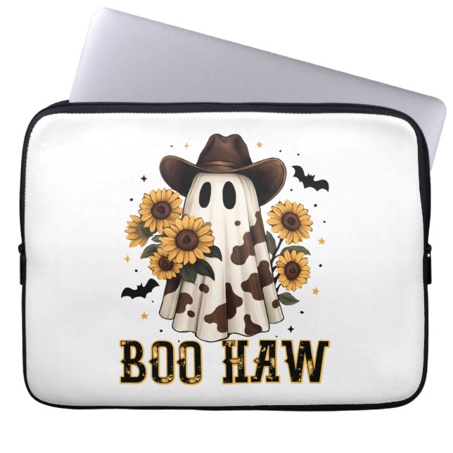 Capa Para Notebook Western Cow Spooky Ghost Boo Haw (Frente)