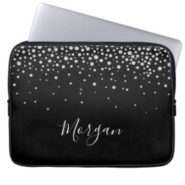 Capa Para Notebook White Diamantes e nome de erro White Script, Preto