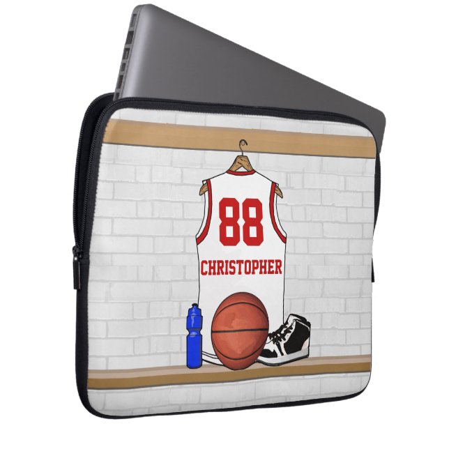 Capa Para Notebook White e Red Basball Jersey personalizados (Frente Esquerda)