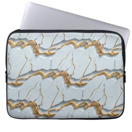 Capa Para Notebook White Marble Texture with Cracked Gold Veins
