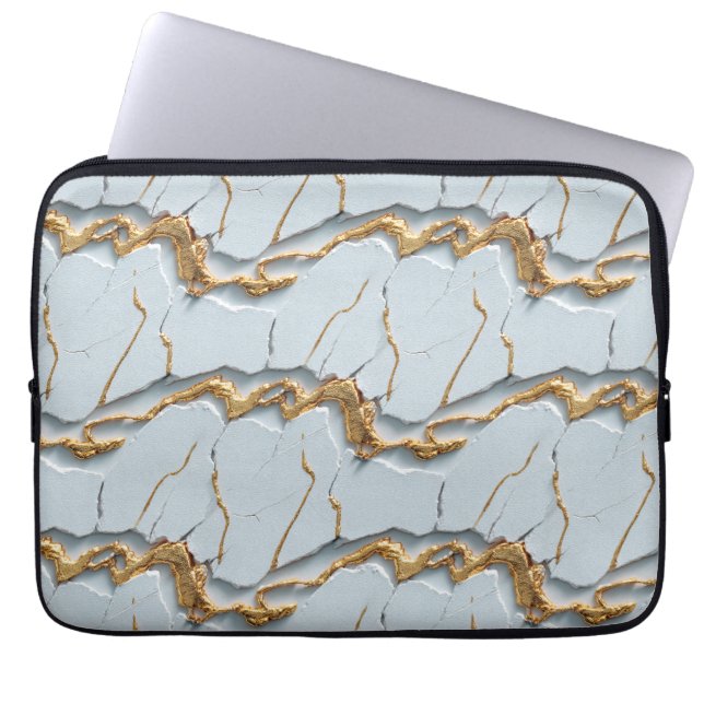 Capa Para Notebook White Marble Texture with Cracked Gold Veins (Frente)