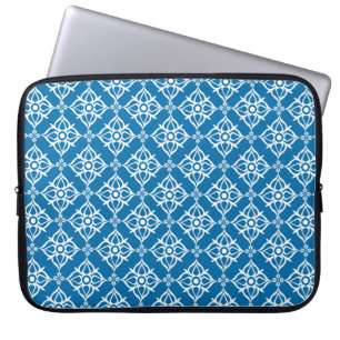 Capa Para Notebook White Star Damask on Cerulean Blue