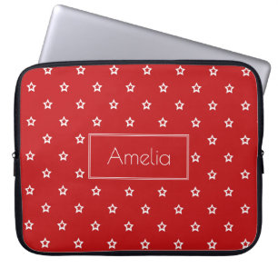 Capa Para Notebook White Stars on Bright Red Personalizado