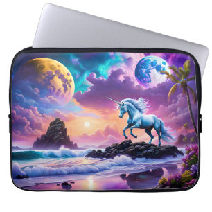 Capa Para Notebook White Unicorn Fantasy Tropical Beach