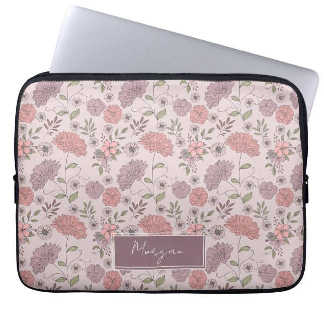 Capa Para Notebook Wild Flowers Personalized with name Floral Boho (Frente)