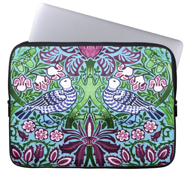 Capa Para Notebook William Morris Folk Art Birds Flores Bolotas (Frente)