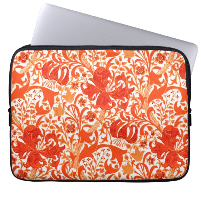Capa Para Notebook William Morris Iris e Lily, Mandarin Orange (Frente)