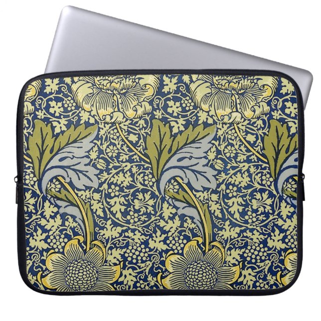 Capa Para Notebook William Morris Kennet Floral Wallpaper Azul (Frente)