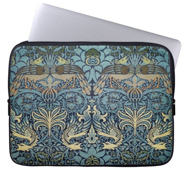 Capa Para Notebook William Morris Peacock and Dragon Woven Design (Frente)