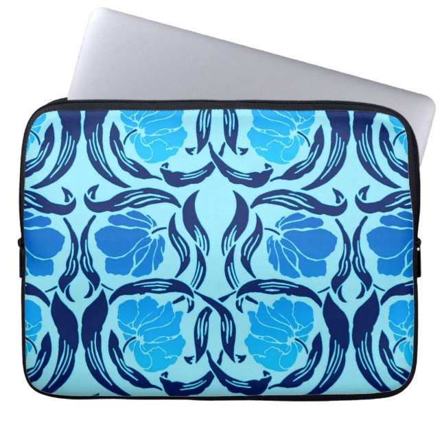 Capa Para Notebook William Morris Pimpernel, Denim e Azul Claro (Frente)