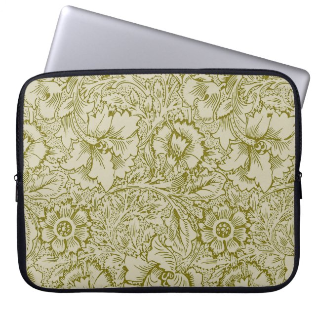 Capa Para Notebook William Morris Poppy Classic Floral Green (Frente)