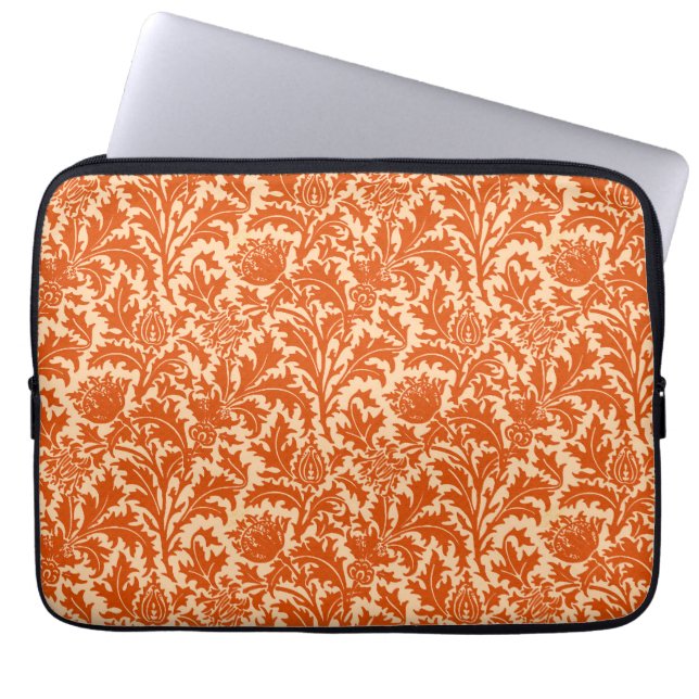 Capa Para Notebook William Morris Thistle Damask, Mandarin Orange (Frente)