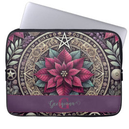 Capa Para Notebook Witchy Poinsettia Pentagram Mandala