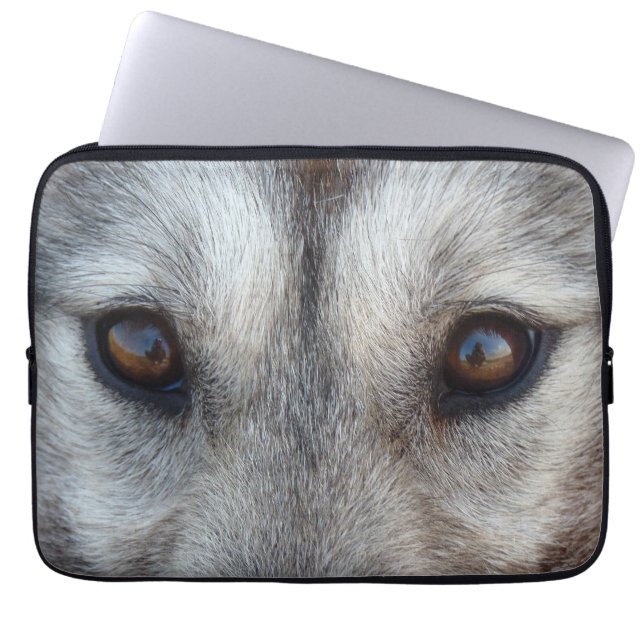 Capa Para Notebook Wolf Pup Laptop Caso Lobo Siberiano Pup Olhos Pres (Frente)