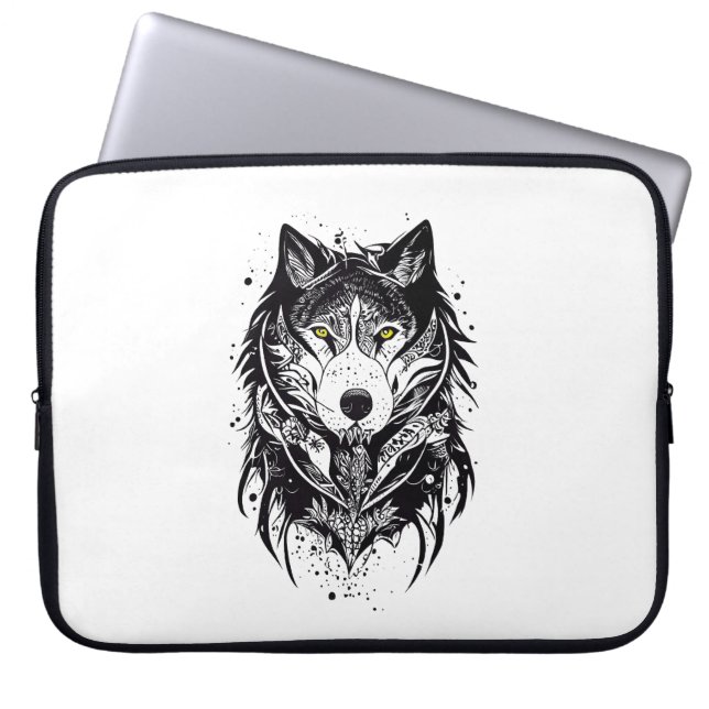 Capa Para Notebook Wolf Wild Animal Nature Illustração Arte Tatuagem (Frente)