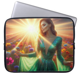 Capa Para Notebook Woman Wearing a Green Dress Laptop Electronics Bag