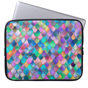 Capa Para Notebook Wonky Rainbow Glitter Metal Scales de Sereia