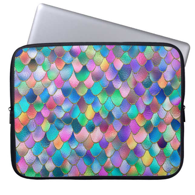 Capa Para Notebook Wonky Rainbow Glitter Metal Scales de Sereia (Frente)