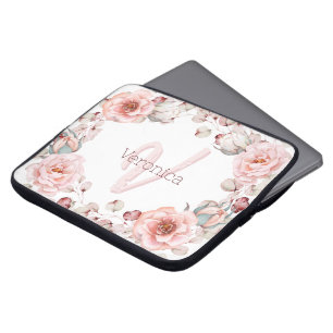 Capa Para Notebook Wreath Rosa de Aquarela Personalizada   Branca