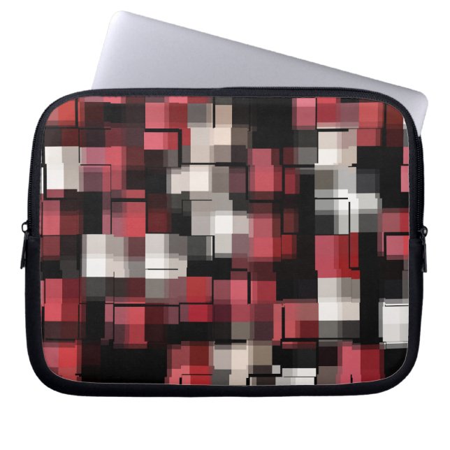 Capa Para Notebook Xadrez Abstrato Preta Maroon (Frente)