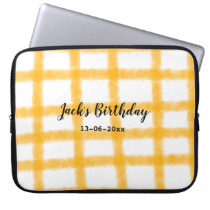 Capa Para Notebook xadrez amarelo e preto adicionar nome data anivers
