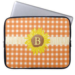 Capa Para Notebook Xadrez amarelo estilo country, girassol, monograma