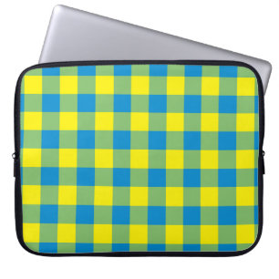 Capa Para Notebook Xadrez Azul Amarelo Verde Padrão de Peito de Perdi