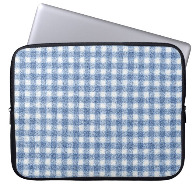 Capa Para Notebook Xadrez Azul e Branco Clássico (Frente)