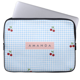 Capa Para Notebook Xadrez Azul Retrô Personalizado com Estampa de Cer