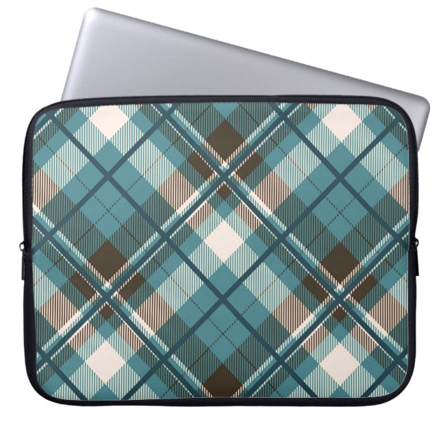 Capa Para Notebook Xadrez Azul Verde Marrom (Frente)