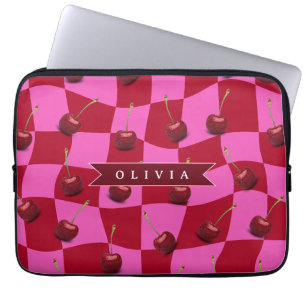 Capa Para Notebook Xadrez Cereja Personalizado Retro Nome Personaliza